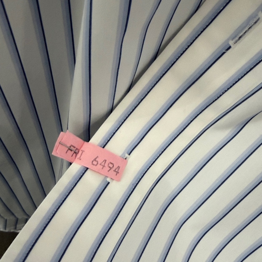 Vintage Burberry London Men’s White & Blue Pinstripe Button-Down | Made in USA - Picture 10 of 11